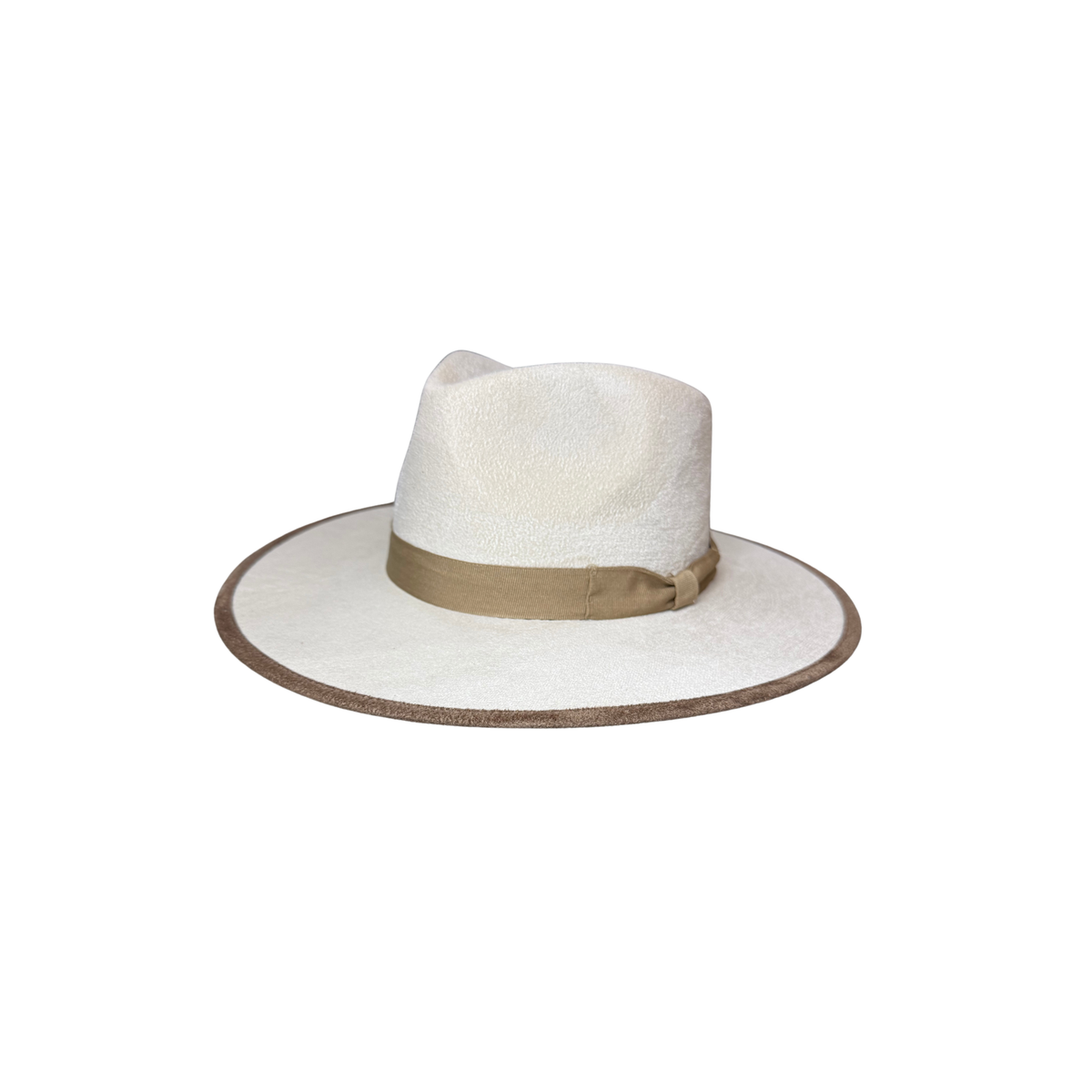 Vegan Suede Tear Drop Hat with Contrast Trim and Bow