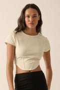 Essential Trends Crepe Corset-Bodice Knit Top