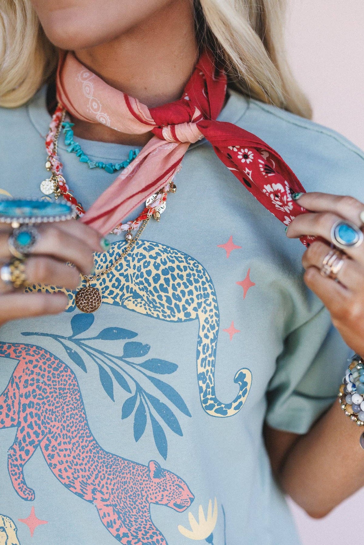 Trail Days Two Tone Floral Bandana - Rust Multi